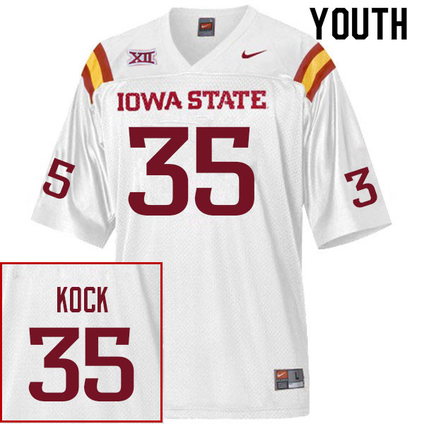 Youth #35 Caden Kock Iowa State Cyclones College Football Jerseys Sale-White - Click Image to Close